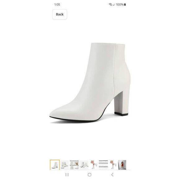 Size 8.5 Dream Pairs White Sianna1 Chunky High Heel Dress Ankle Boots Booties - Picture 1 of 11